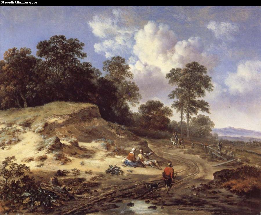 Jan Wijnants A Track by a Dune,with Peasants and a Horseman
